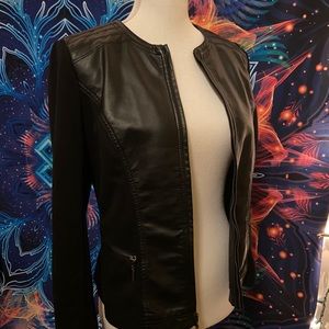 Alfani leather jacket with clothed sleeves